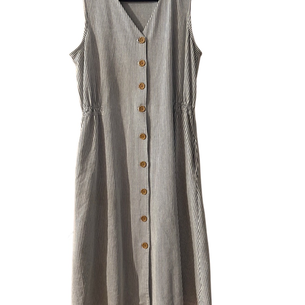 Denim&Co Gray Blue Sleeveless V-Neck Midi Sundress